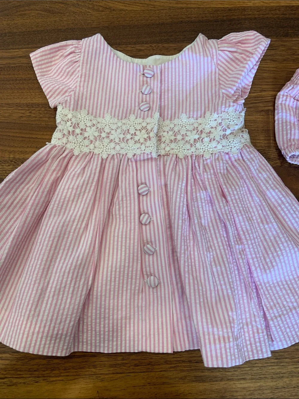 Ralph Lauren Baby Girl Pink Seersucker Dress & Bloomers Set 3M Like New